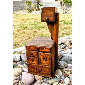 Antique Japanese Zelkova Wooden 7-Drawer Tansu Haribaku Sew/Trinket Storage Box